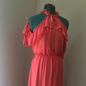 BCBG Tracie Long Coral Dress XS NWT